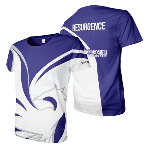 Blue and white Resurgence Esports Jersey dye sublimation print tee shirt