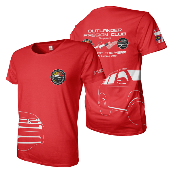 Red with motorsport logos team jersey dye sublimation print tee shirt