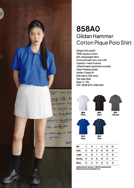 858A0 Gildan Hammer Cotton Pique Polo Tee Shirt