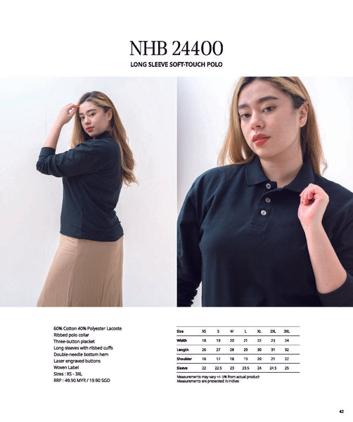 NHB 24400 Long Sleeve Soft-Touch Polo