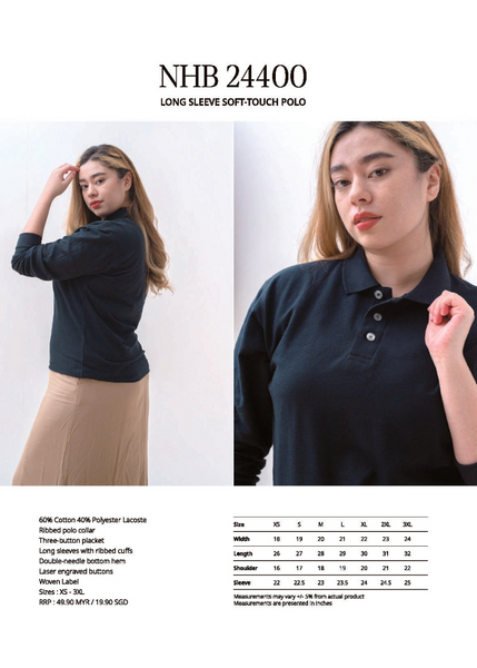NHB 24400 Long Sleeve Soft-Touch Polo