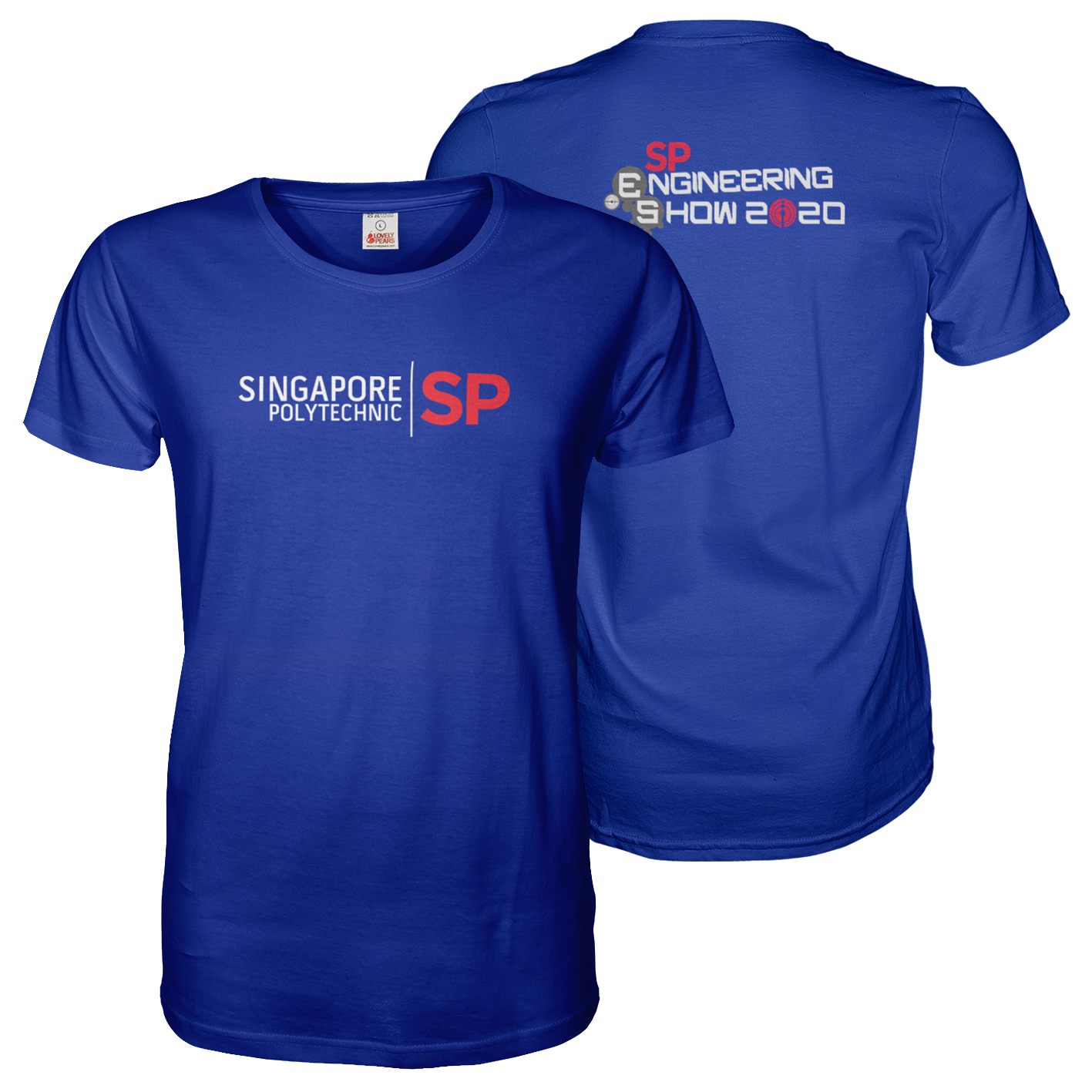 Royal Blue tee shirt with A4 Singapore Polytechnic Engineering Show front and back