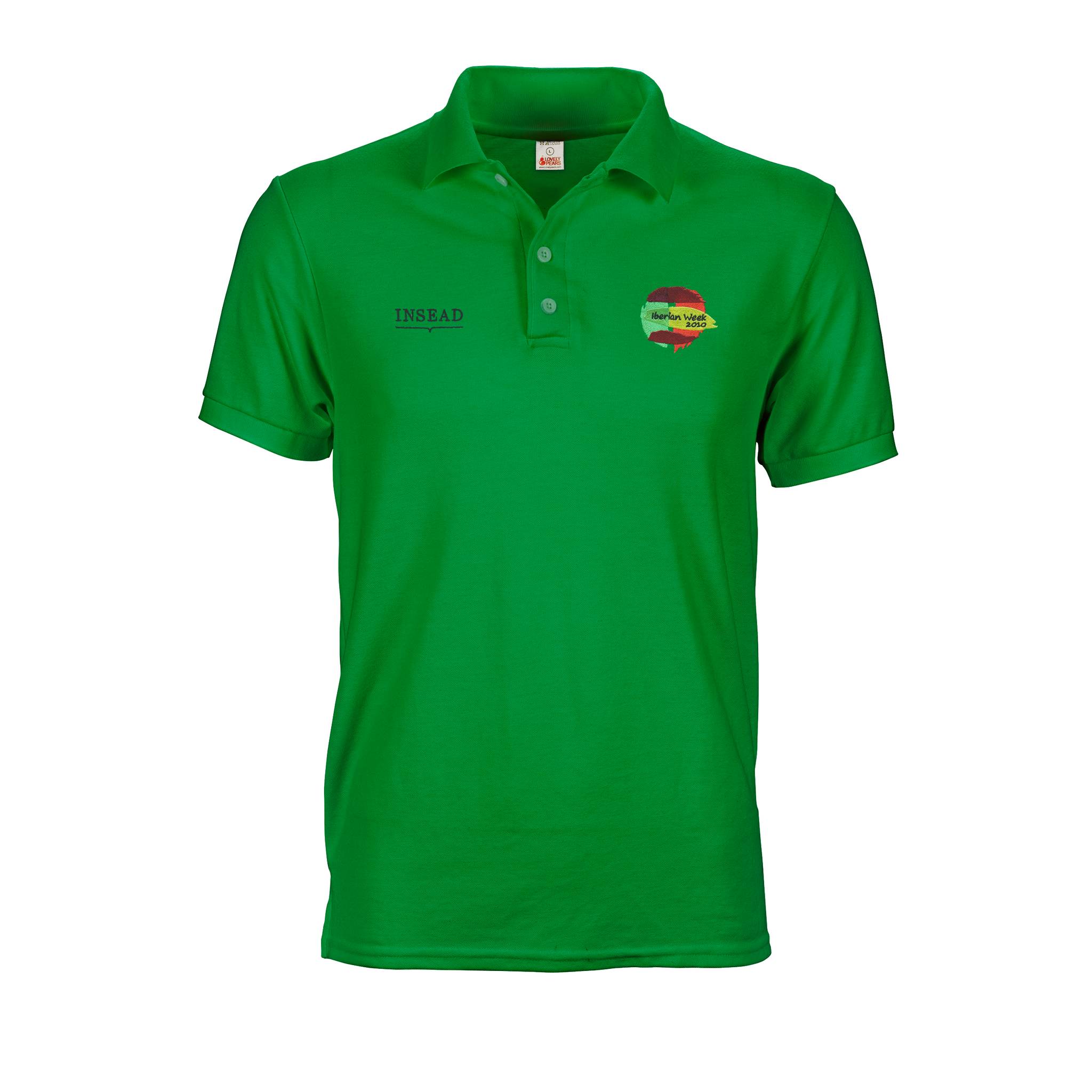Green polo tee shirt with insead A6 logo embroidery