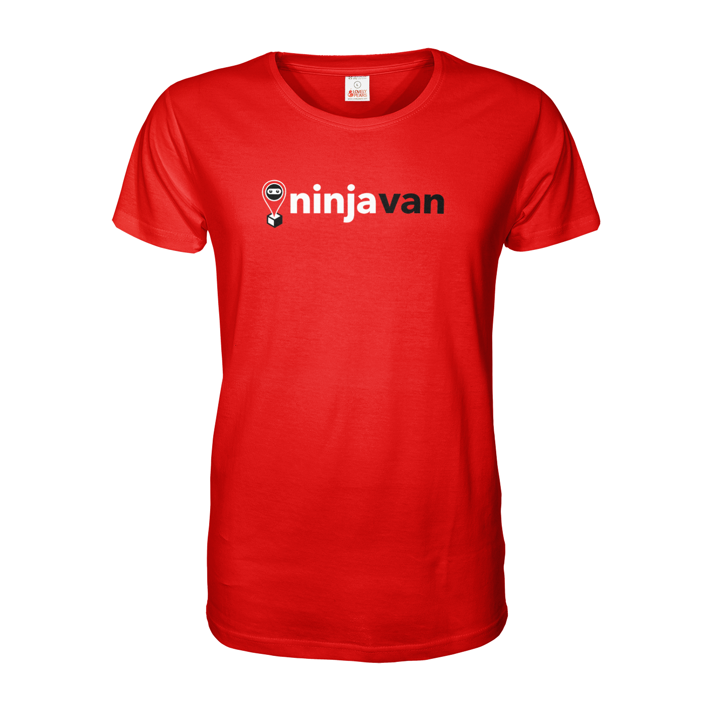 Red ninjavan T Shirt with A4 print across chest